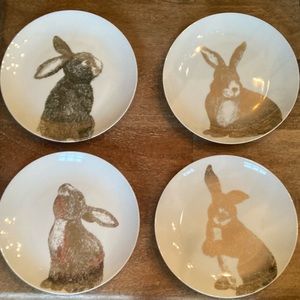 Pier 1 White Porcelain Bunny Plate Set